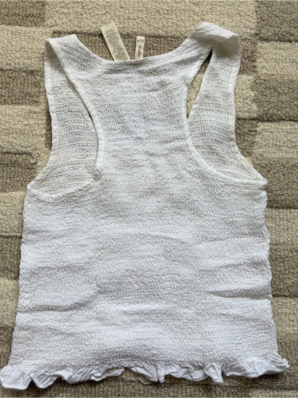 Japna White Textured Ruffle-Hem Tank Top - Picture 3 of 3